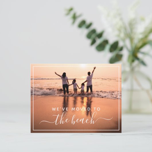 家族の写真を新しいアドレスに移動 案内ポストカード (スタンド正面)
