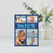 家族の写真を複数載せたハッピーニューイヤーのポストカード シーズンポストカード (スタンド正面)