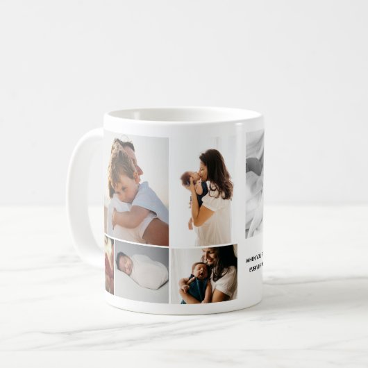 家族の写真インスパイアコラージュのメッセージ コーヒーマグカップ (正面左)