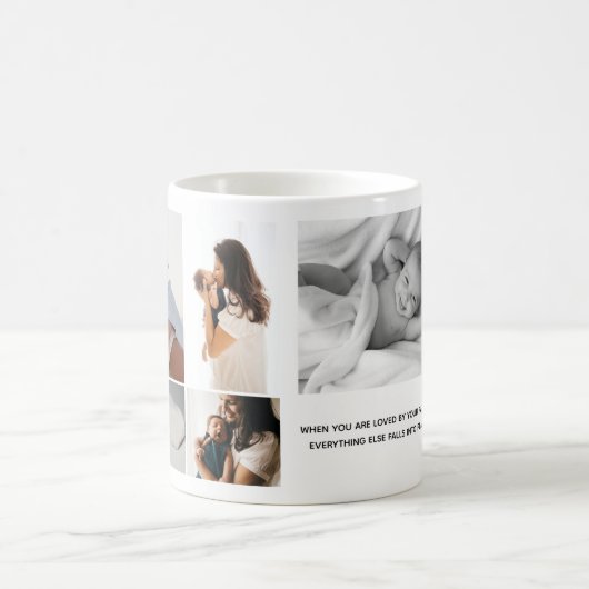 家族の写真インスパイアコラージュのメッセージ コーヒーマグカップ (中央)