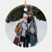 家族の写真ウィンターパインクリスマス セラミックオーナメント (裏面)