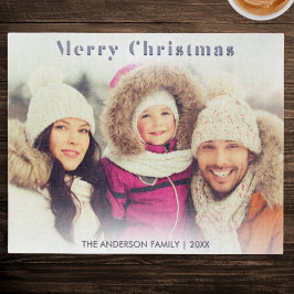 家族の写真ウィンターホリデーモダンメリークリスマス ジグソーパズル