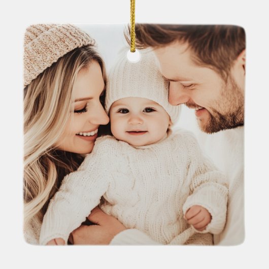 家族の写真エレガント名縁どの赤 セラミックオーナメント (裏面)