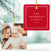 家族の写真エレガント名縁どの赤 セラミックオーナメント