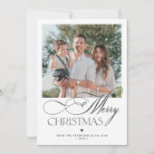 家族の写真エレガント書メリークリスマス シーズンカード (正面)
