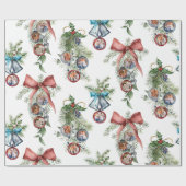 家族の写真オーナメントクリスマス ラッピングペーパー (フラット)