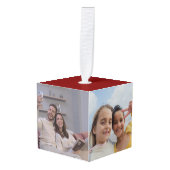 家族の写真オーナメント、クリスマスフォトオーナメント キューブオーナメント (正面アングル)
