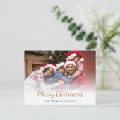 家族の写真オーバーレイメリークリスマス シーズンポストカード (スタンド正面)