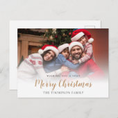 家族の写真オーバーレイメリークリスマス シーズンポストカード (正面/裏面)
