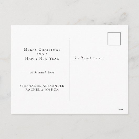 家族の写真オーバーレイメリークリスマス シーズンポストカード (裏面)