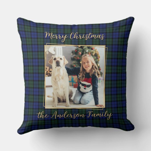家族の写真カスタムのモダンエレガントクリスマス クッション (裏面)