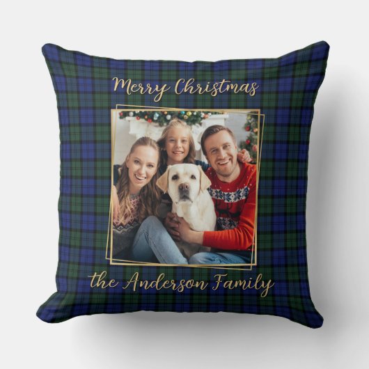 家族の写真カスタムのモダンエレガントクリスマス クッション (正面)