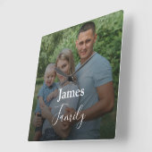 家族の写真カスタムの大きなスクリプトの正方形の時計 スクエア壁時計 (傾斜)