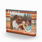 家族の写真カスタムボホレトロサンセットストライプの フォトブロック (右)