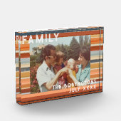 家族の写真カスタムボホレトロサンセットストライプの フォトブロック (左)