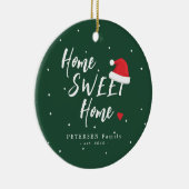 家族の写真カスタム名ホーム甘いホームのクリスマス セラミックオーナメント (右)