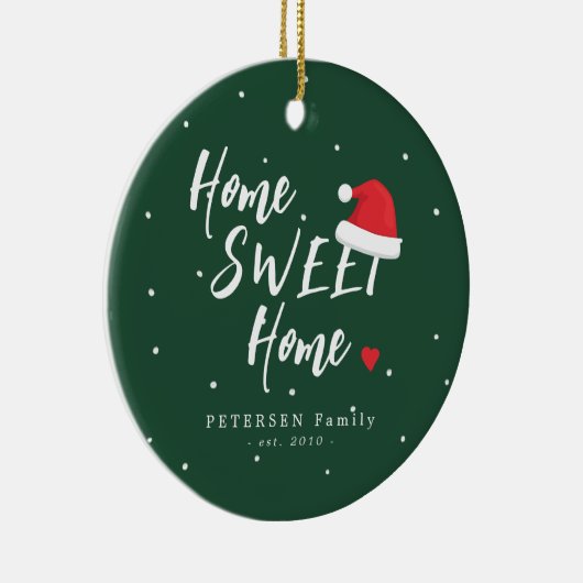 家族の写真カスタム名ホーム甘いホームのクリスマス セラミックオーナメント (右)