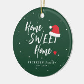 家族の写真カスタム名ホーム甘いホームのクリスマス セラミックオーナメント (左)