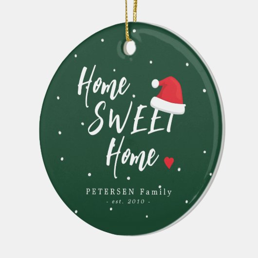 家族の写真カスタム名ホーム甘いホームのクリスマス セラミックオーナメント (左)
