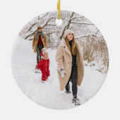 家族の写真カスタム名ホーム甘いホームのクリスマス セラミックオーナメント (裏面)