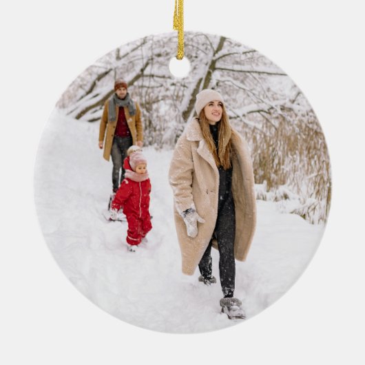 家族の写真カスタム名ホーム甘いホームのクリスマス セラミックオーナメント (裏面)