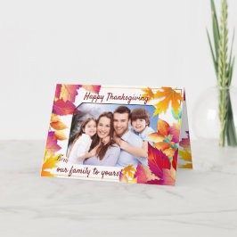 家族の写真カラフル葉感謝祭 カード