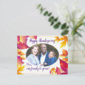 家族の写真カラフル葉感謝祭 シーズンポストカード (スタンド正面)