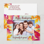 家族の写真カラフル葉感謝祭 シーズンポストカード (正面/裏面)