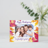 家族の写真カラフル葉感謝祭 シーズンポストカード (スタンド正面)