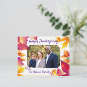家族の写真カラフル葉感謝祭 シーズンポストカード (スタンド正面)