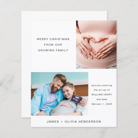 家族の写真カードの成長を期待するクリスマス (正面/裏面)