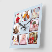 家族の写真キープサケギフトモノグラムインスタグラムブルー スクエア壁時計 (傾斜)