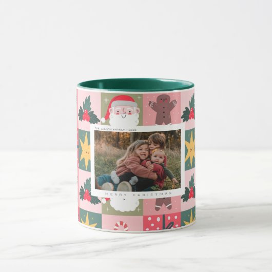 家族の写真ギフト色のノールクリスマスマグ マグカップ (中央)