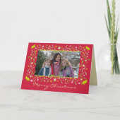 家族の写真クリスマスのミスタントスター赤 シーズンカード (正面)