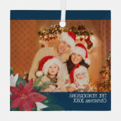 家族の写真クリスマスオーナメントポインセチア ガラスオーナメント (裏面)