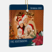 家族の写真クリスマスオーナメントポインセチア セラミックオーナメント (右)