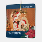 家族の写真クリスマスオーナメントポインセチア セラミックオーナメント (左)