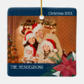 家族の写真クリスマスオーナメントポインセチア セラミックオーナメント (裏面)