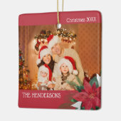 家族の写真クリスマスオーナメントポインセチア セラミックオーナメント (左)