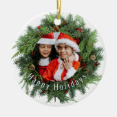 家族の写真クリスマスオーナメント – カスタムギフト セラミックオーナメント (正面)