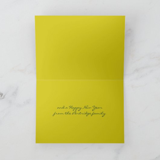 家族の写真クリスマスカードのミスタントスターの緑 シーズンカード (内部)