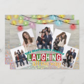 家族の写真クリスマスカードを笑い 招待状 (正面/裏面)