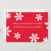 家族の写真クリスマスカード赤い白い雪の結晶V カード (裏面)