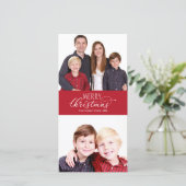 家族の写真クリスマスカード2写真シックなスクリプト シーズンカード (スタンド正面)