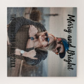 家族の写真クリスマスギフトと明メリーるい ジグソーパズル (横)