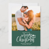 家族の写真クリスマスグリーン 招待状 (正面)