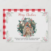 家族の写真クリスマススタイリッシュの格子模様 シーズンカード (正面/裏面)