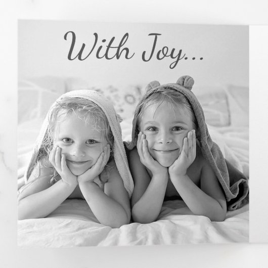 家族の写真クリスマスツリーズトリフォールドホリデーカード 三つ折りクリスマスカード (内部最初)