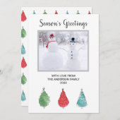 家族の写真クリスマスツリー シーズンカード (正面/裏面)