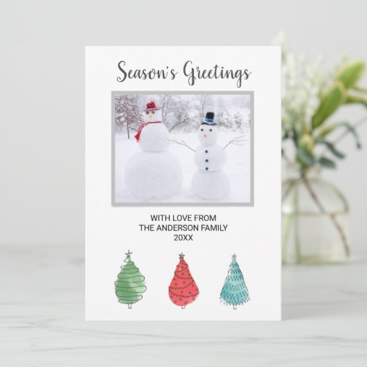 家族の写真クリスマスツリー シーズンカード (スタンド正面)